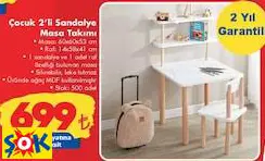 ÇOCUK 2’Lİ SANDALYE MASA TAKIMI ÇOCUK 2’Lİ SANDALYE MASA TAKIMI